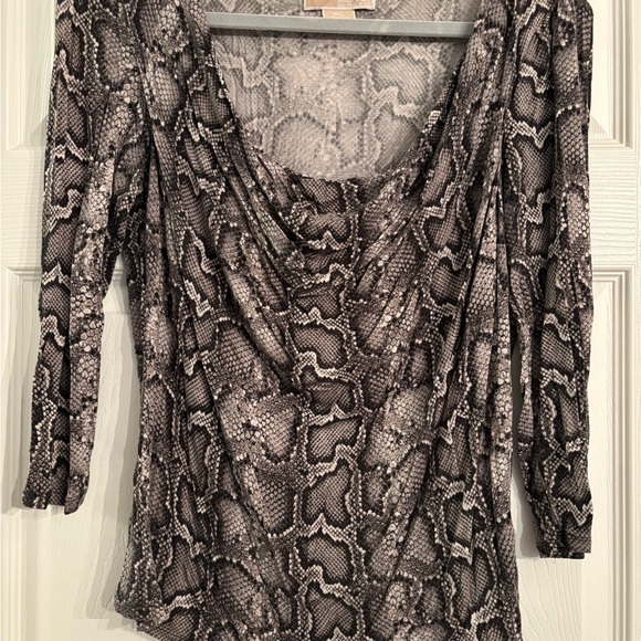 Michael Kors Black and Gray Snakeskin Pattern Cowl Top - Picture 2 of 7